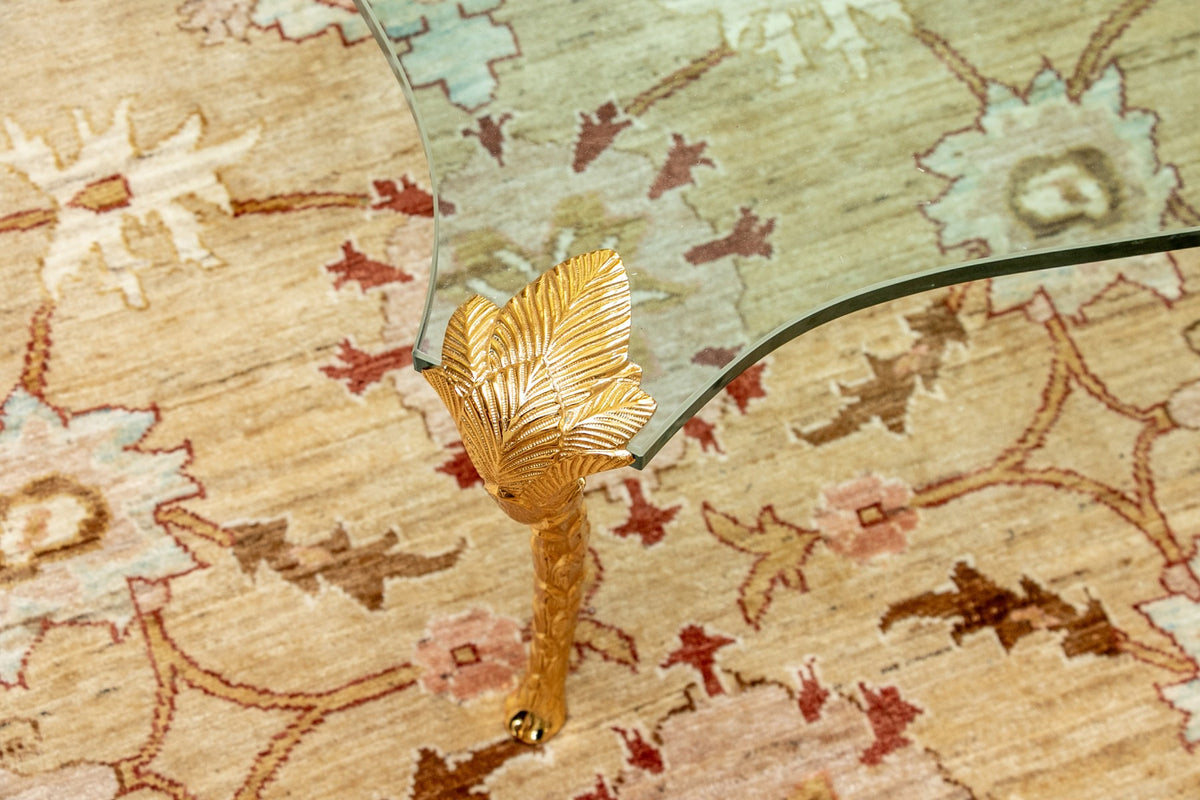 Stunning Maison Bagues Gilt Bronze Coffee Table with Glass Top - Salisbury & Manus