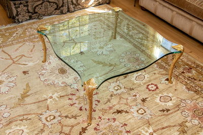 Stunning Maison Bagues Gilt Bronze Coffee Table with Glass Top - Salisbury & Manus