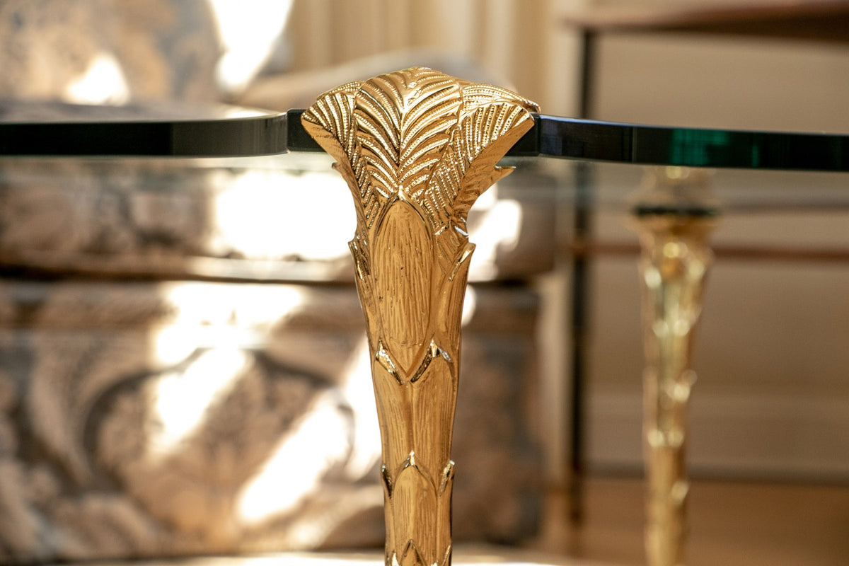 Stunning Maison Bagues Gilt Bronze Coffee Table with Glass Top - Salisbury & Manus