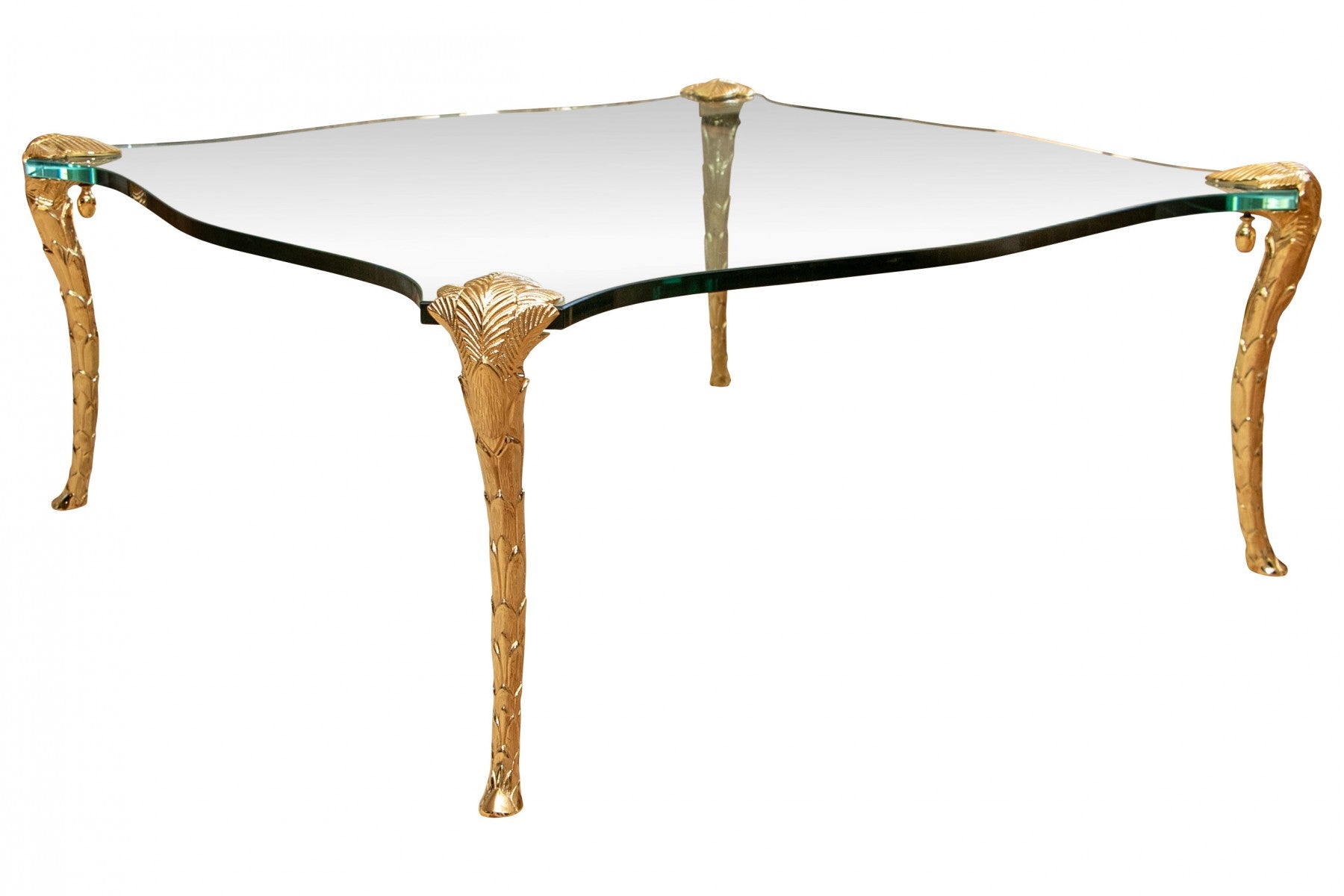 Stunning Maison Bagues Gilt Bronze Coffee Table with Glass Top