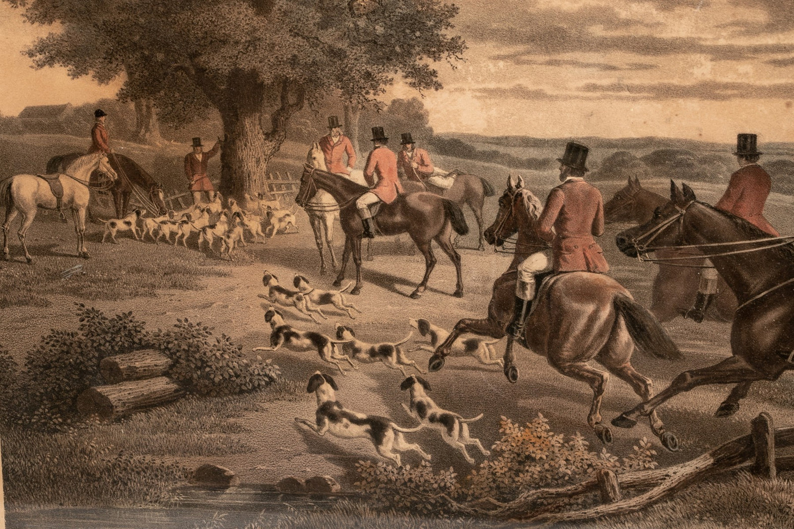 ENGLISH COLORED PRINT- HUNT SCENE "THE DEATH" 19THC - Salisbury & Manus