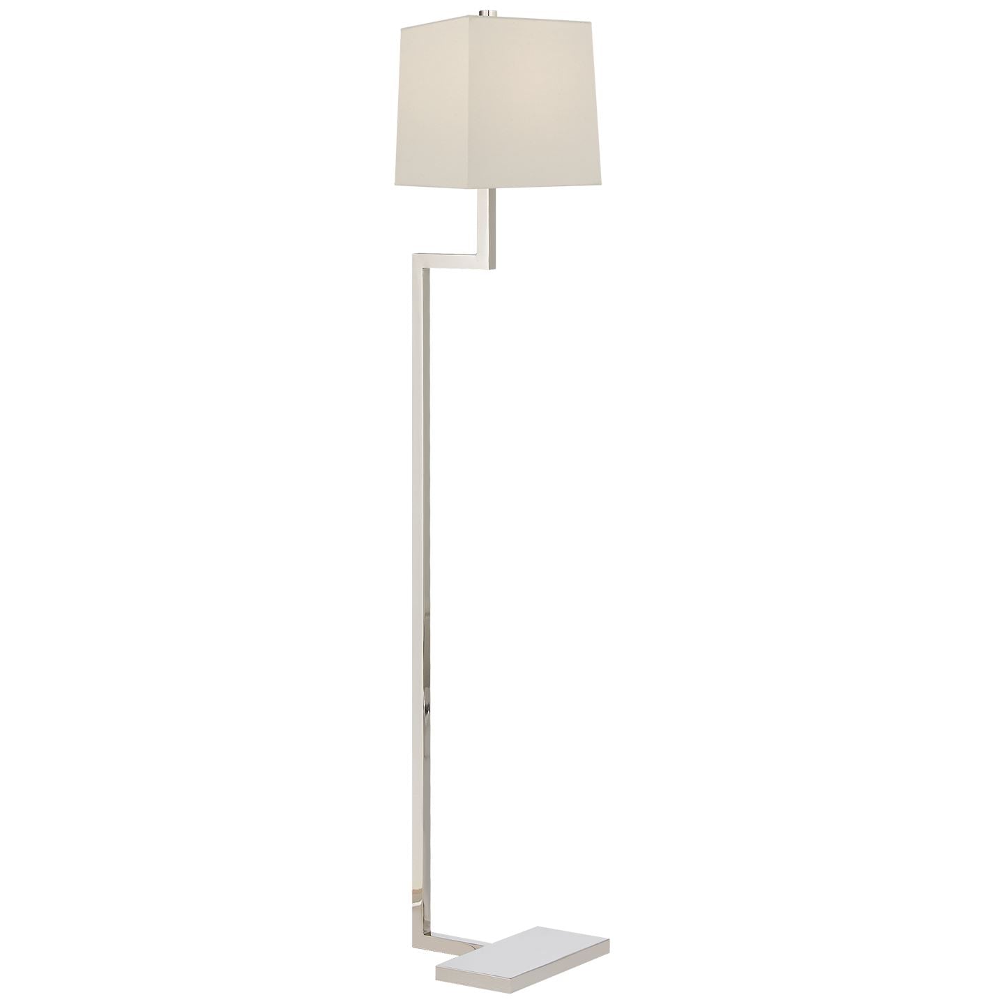 Alander Floor Lamp in Polished Nickel with Linen Shade - Salisbury & Manus