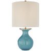Albie Small Desk Lamp in Sandy Turquoise with Cream Linen Shade - Salisbury & Manus