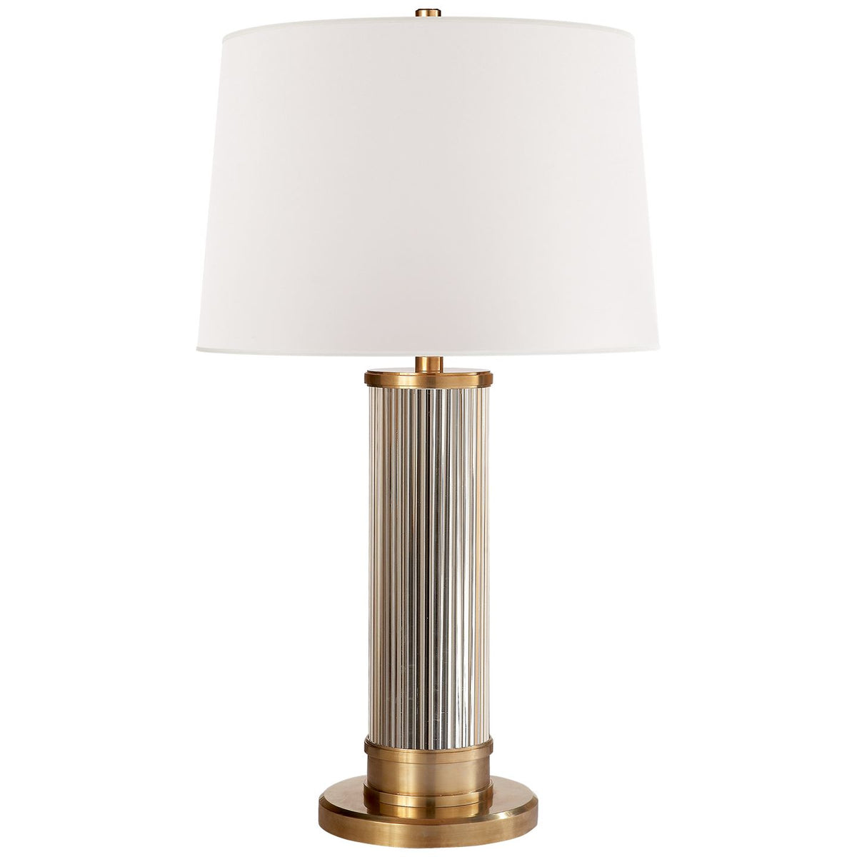 Allen Table Lamp in Natural Brass and Glass Rods with White Paper Shade - Salisbury &amp; Manus