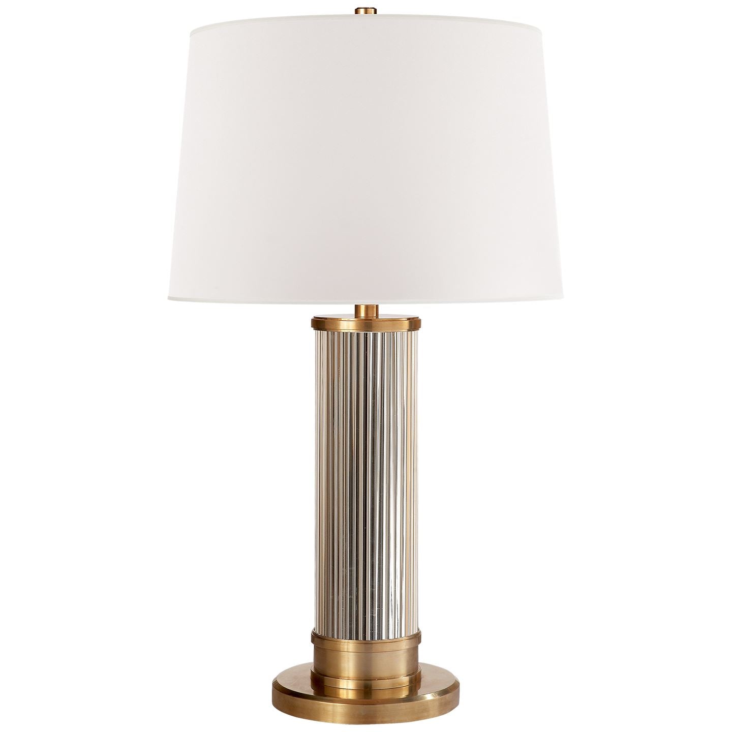 Allen Table Lamp in Natural Brass and Glass Rods with White Paper Shade - Salisbury & Manus
