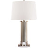 Allen Table Lamp in Polished Nickel and Glass Rods with White Paper Shade - Salisbury & Manus