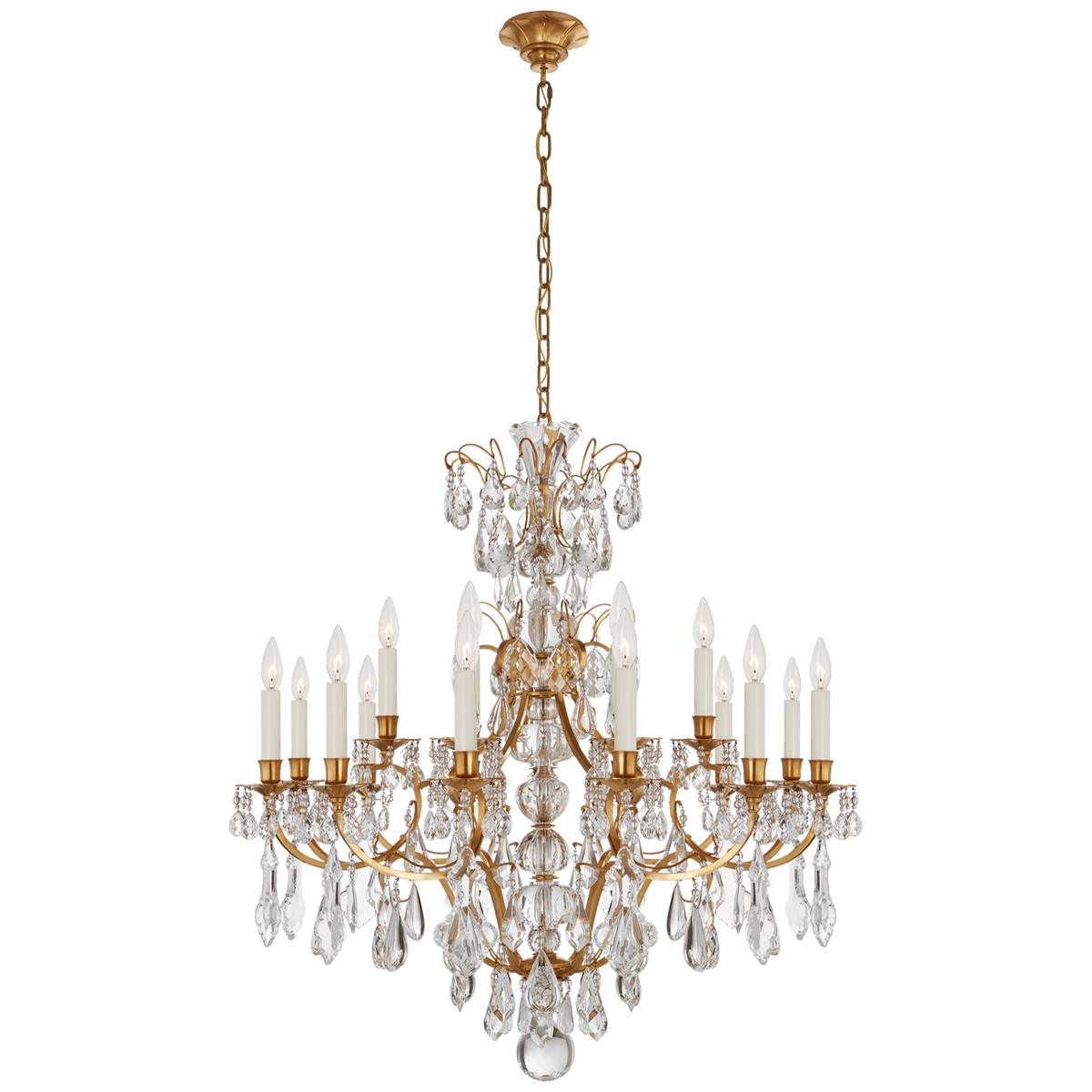 Antoinette Medium Chandelier in Natural Brass and Crystal
