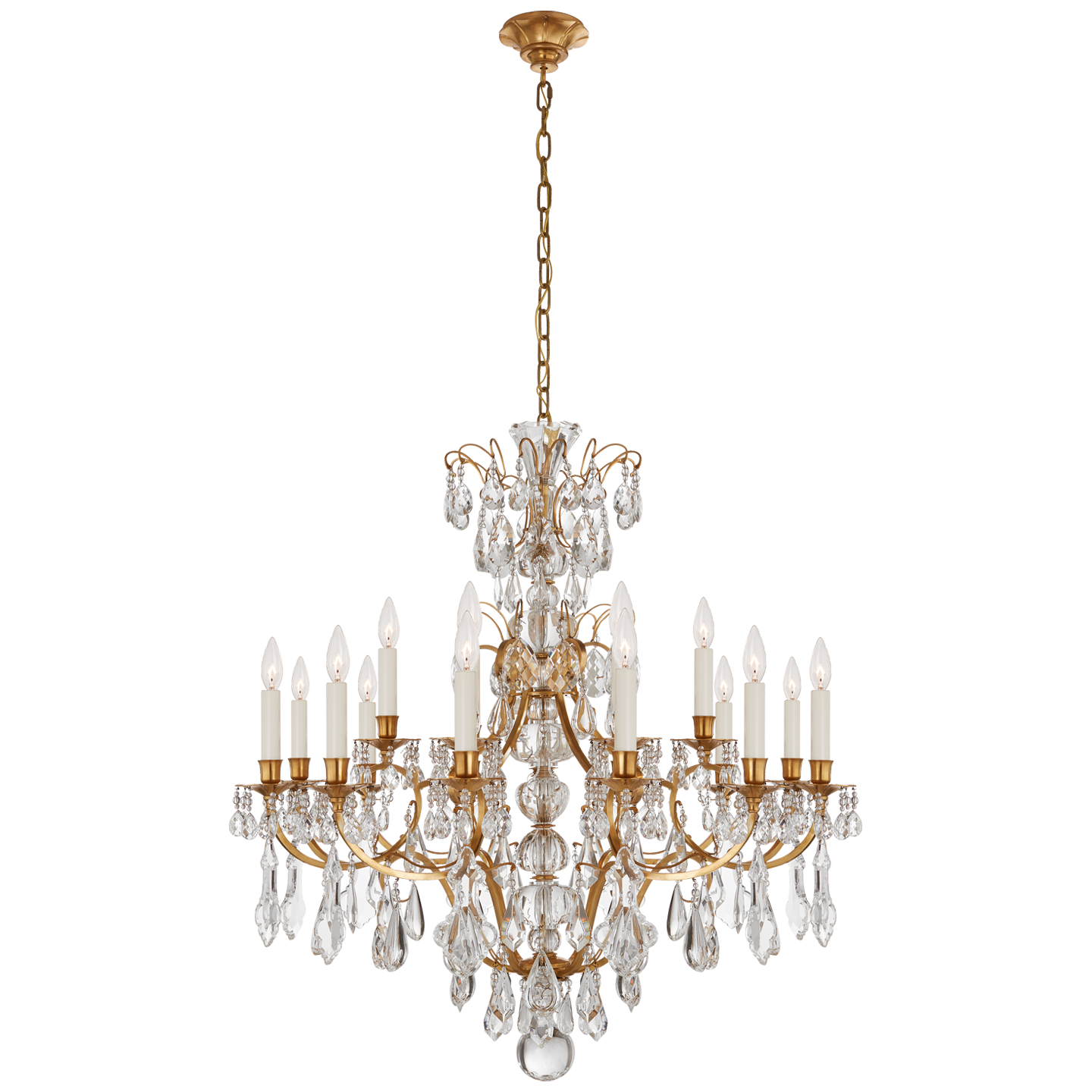 Antoinette Medium Chandelier in Natural Brass and Crystal