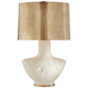 Armato Small Table Lamp in Porous White Ceramic with Oval Antique-Burnished Brass Shade - Salisbury & Manus