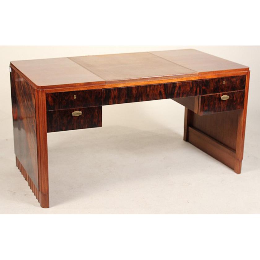 Art Deco Leather-Inset Walnut Writing Desk - Salisbury & Manus
