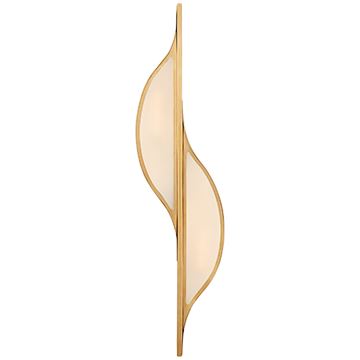 Avant Large Curved Sconce in Antique-Burnished Brass with Frosted Glass - Salisbury & Manus