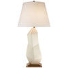 Bayliss Table Lamp in White Leather Ceramic with Linen Shade - Salisbury & Manus