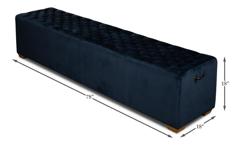 Bean Bench, Buttoned Blue Velvet - Salisbury & Manus
