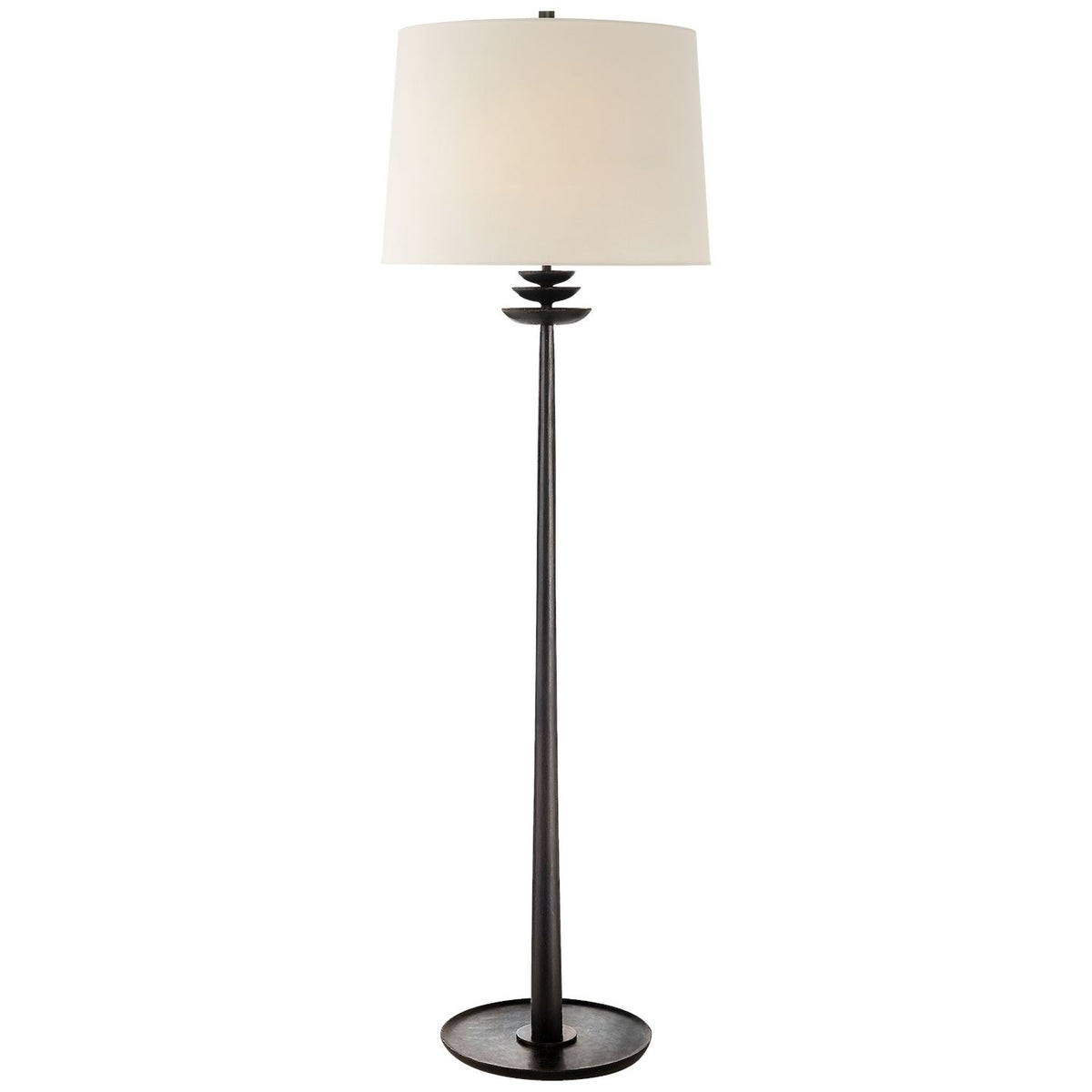 Beaumont Floor Lamp in Aged Iron with Linen Shade - Salisbury & Manus