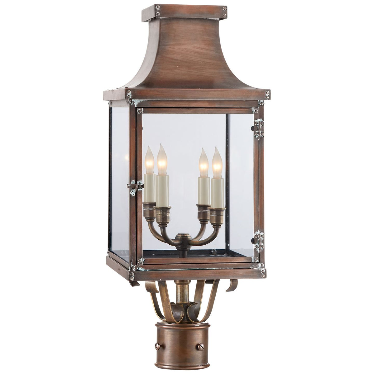Bedford Post Lantern in Natural Copper with Clear Glass - Salisbury &amp; Manus
