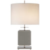 Beekman Small Table Lamp in Grey Reverse Painted Glass with Cream Linen Shade - Salisbury & Manus