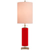 Beekman Table Lamp in Maraschino Reverse Painted Glass with Pink Linen Shade - Salisbury & Manus