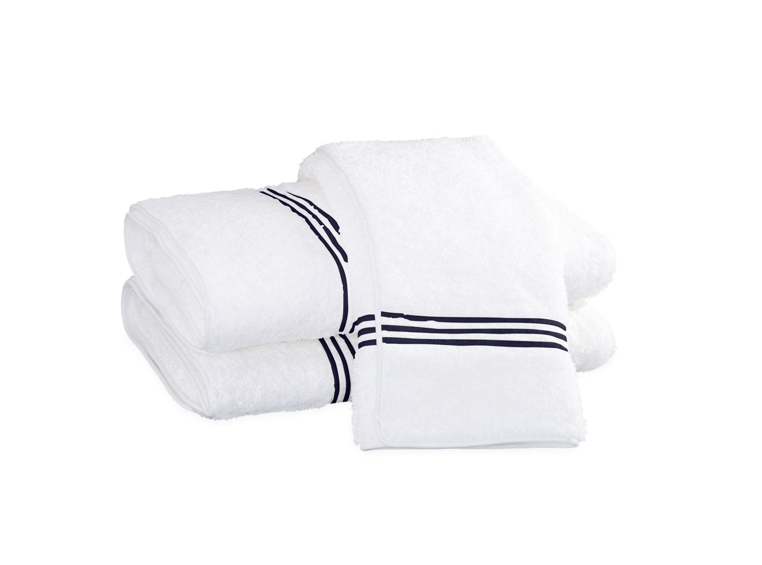 Matouk Cairo Bath Towels (White/Navy)