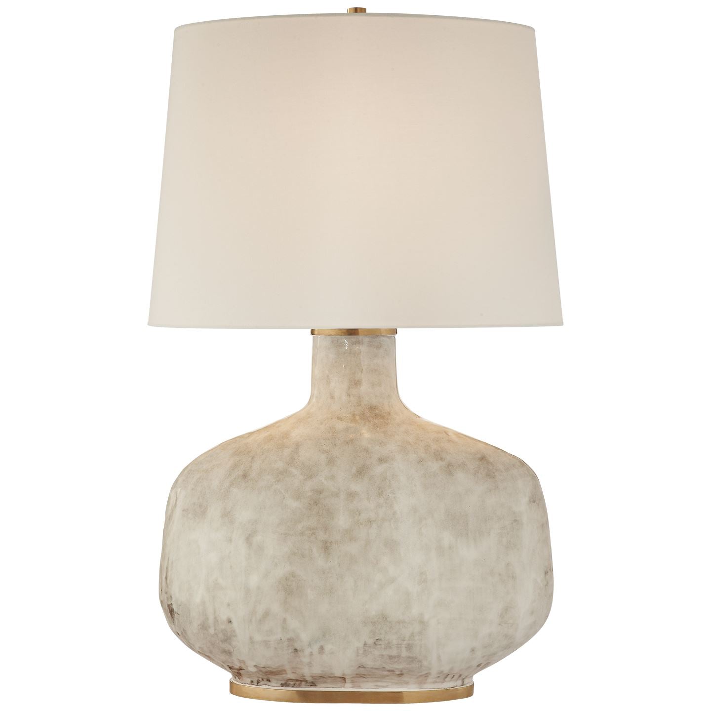 Beton Large Table Lamp in Antiqued White Ceramic with Linen Shade - Salisbury & Manus