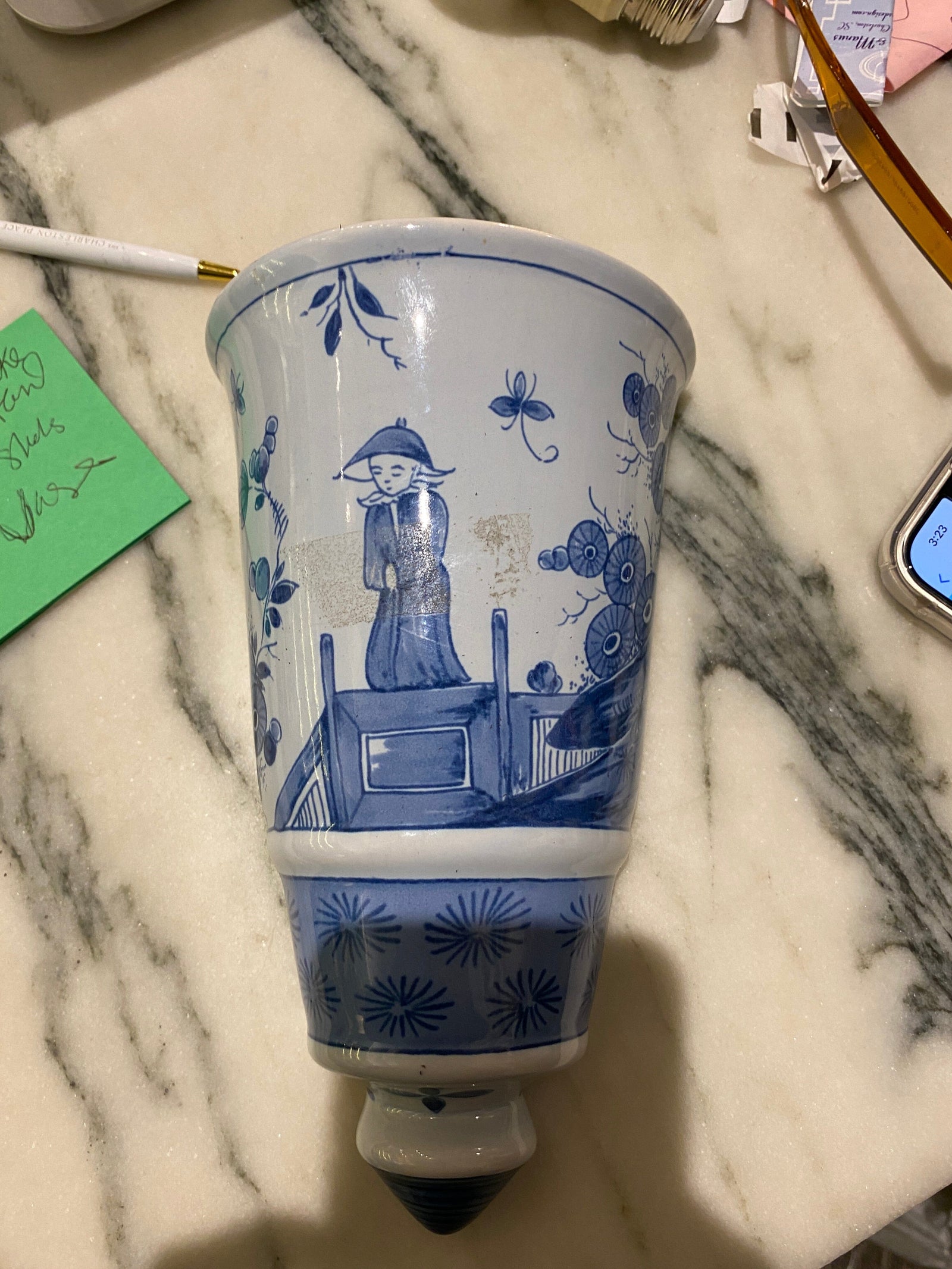 Blue and white Planter PAIR