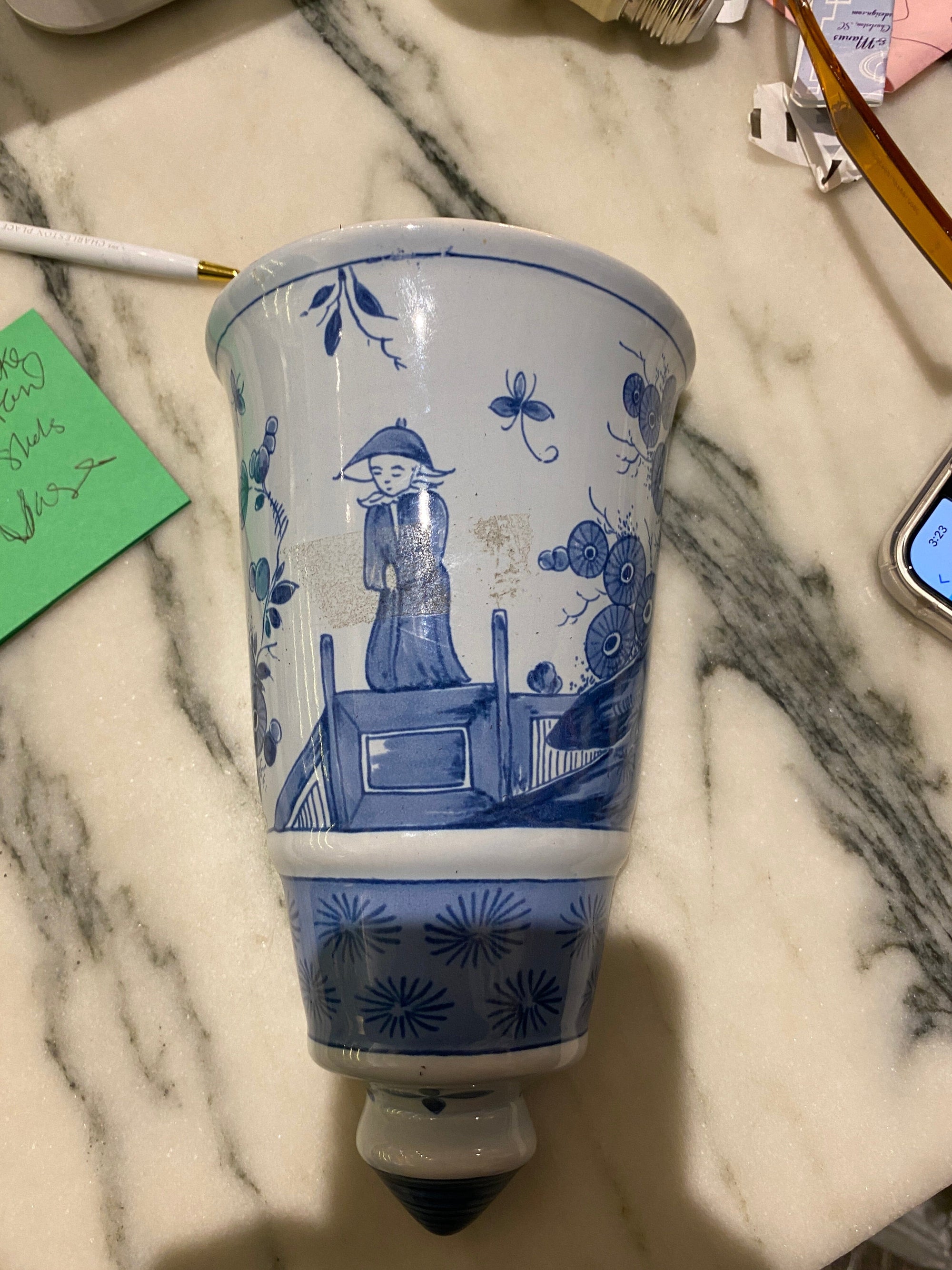 Blue and white Planter PAIR