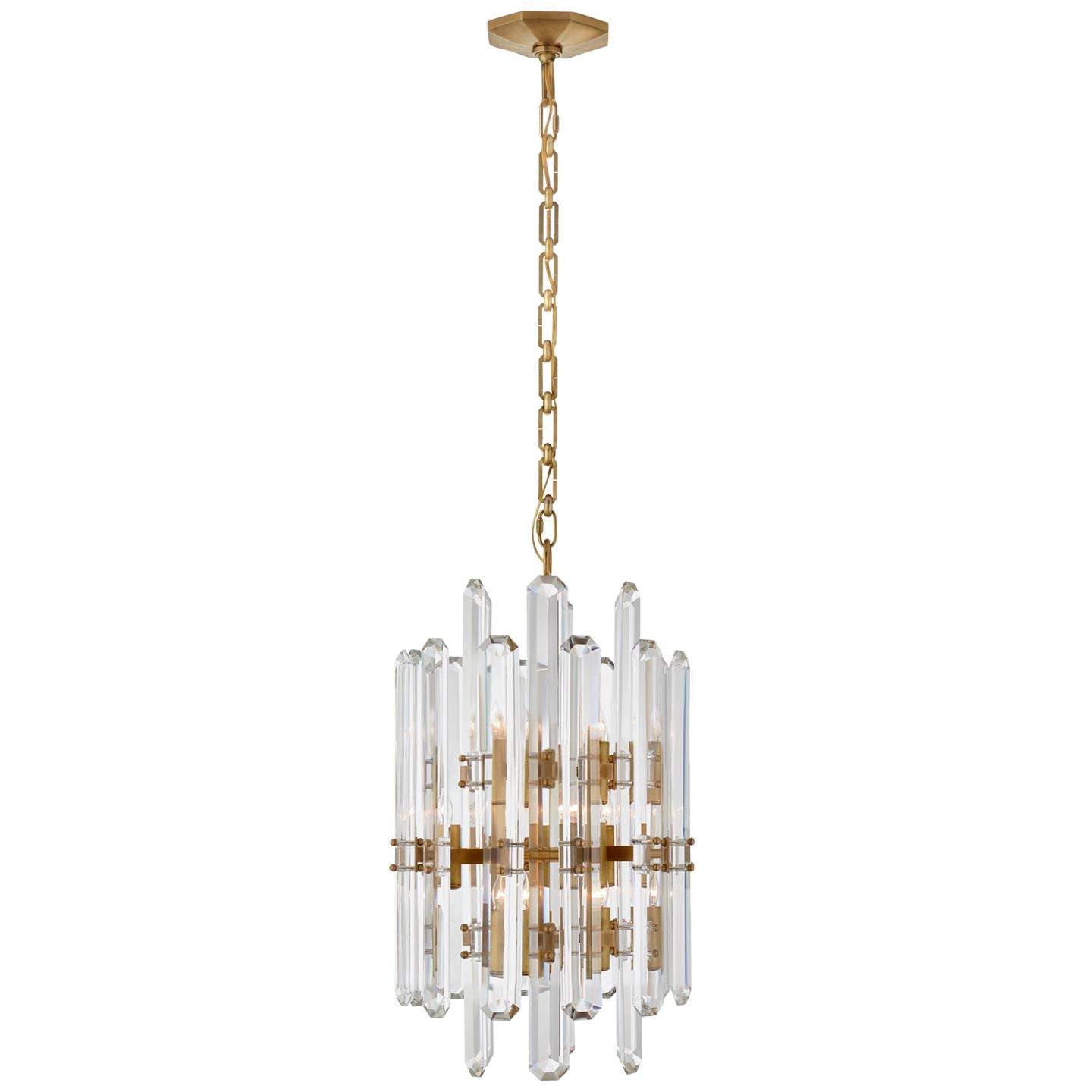 Bonnington Tall Chandelier in Hand-Rubbed Antique Brass - Salisbury & Manus