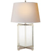 Cameron Table Lamp in Crystal and Polished Nickel with Natural Paper Shade - Salisbury & Manus