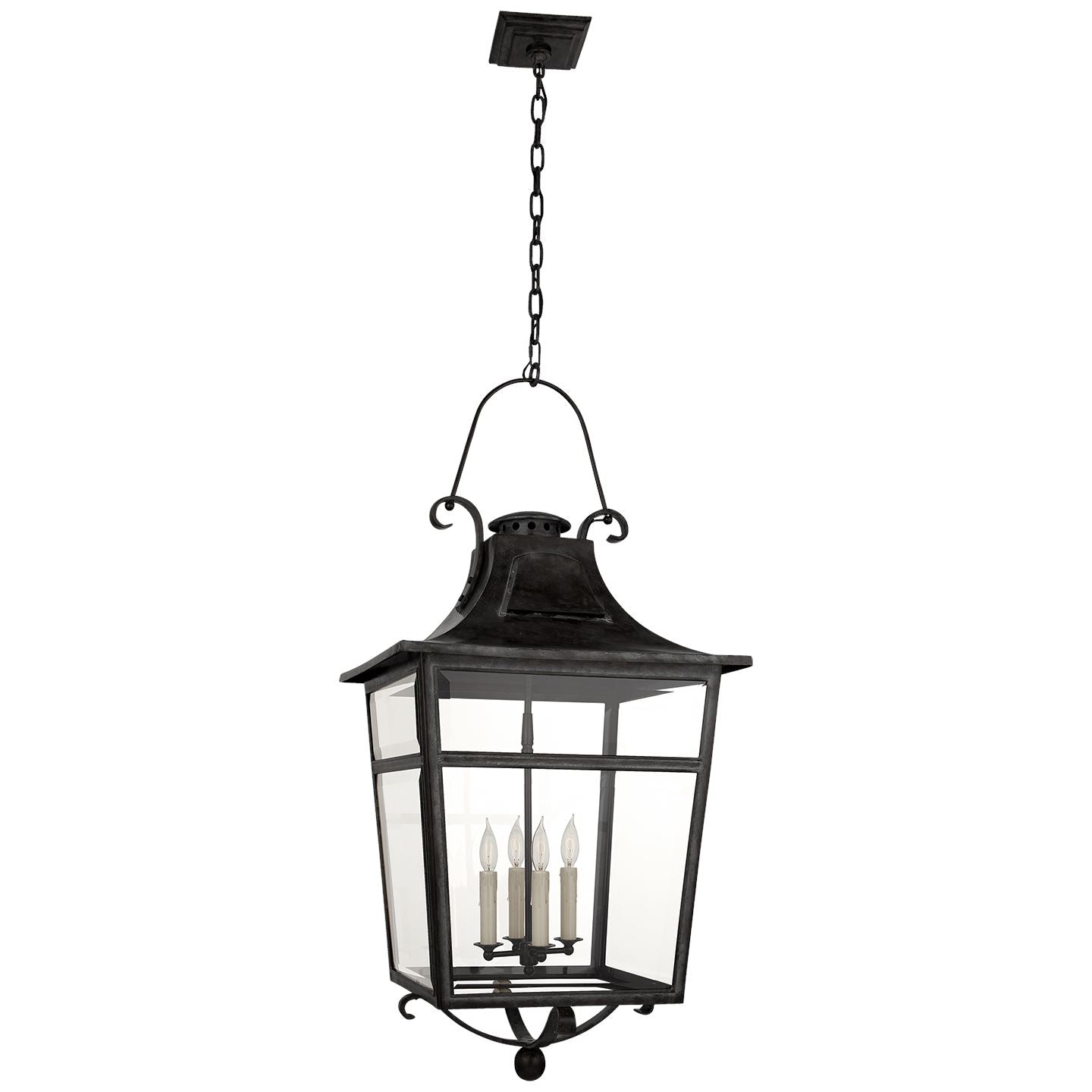 Carrington Large Lantern in French Rust with Clear Glass - Salisbury & Manus