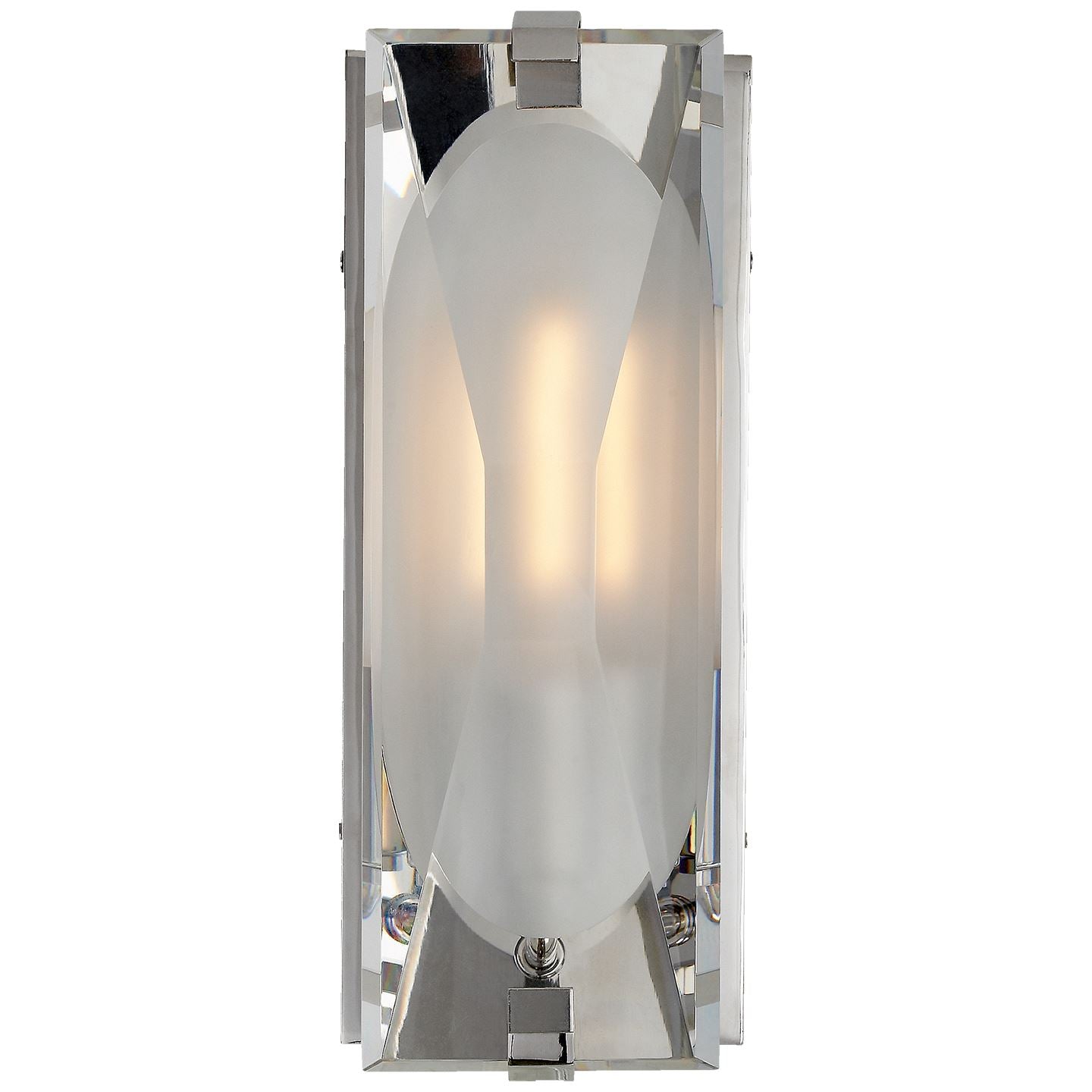 Castle Peak Small Bath Sconce in Polished Nickel with Etched Clear Glass - Salisbury & Manus