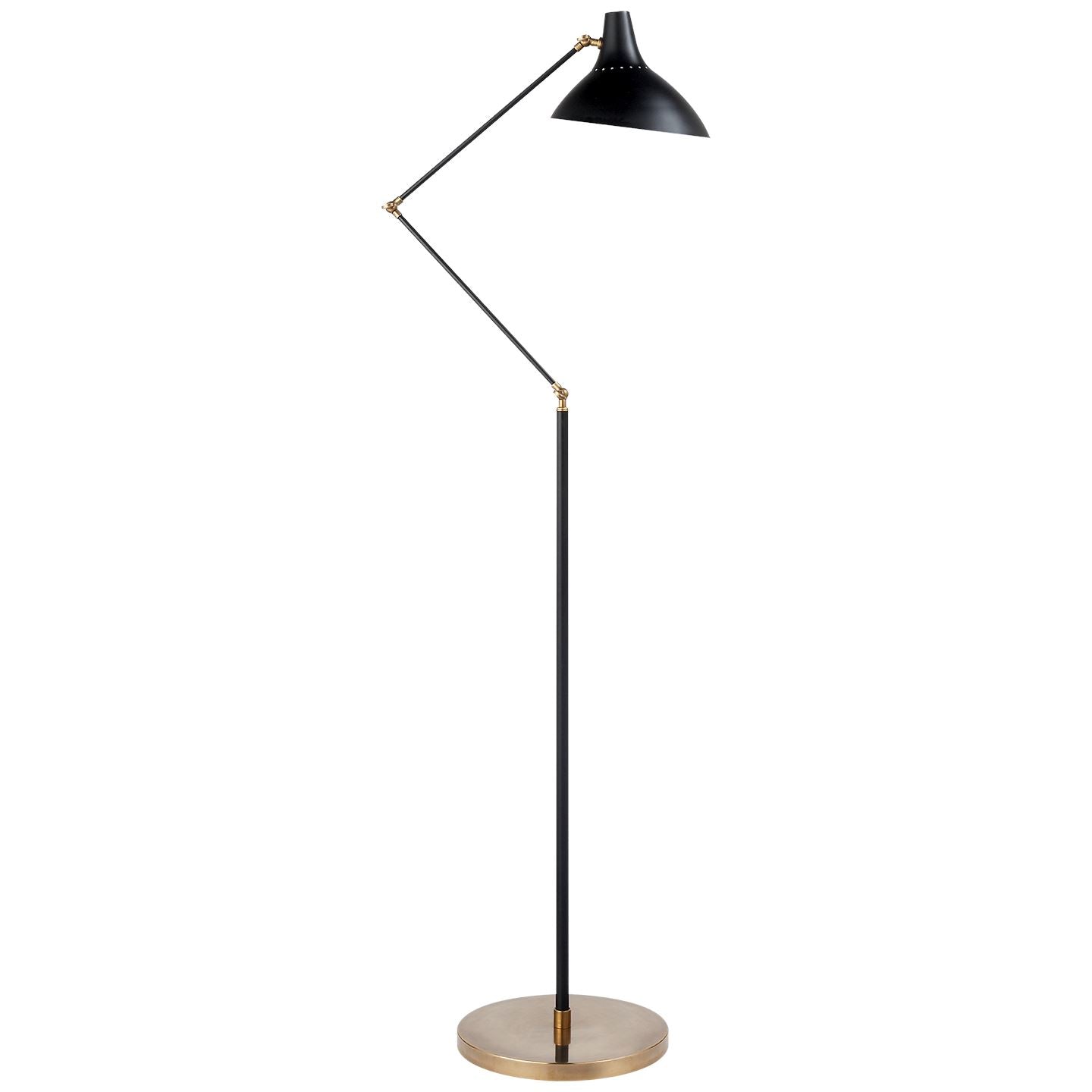 Charlton Floor Lamp in Black and Hand-Rubbed Antique Brass - Salisbury & Manus