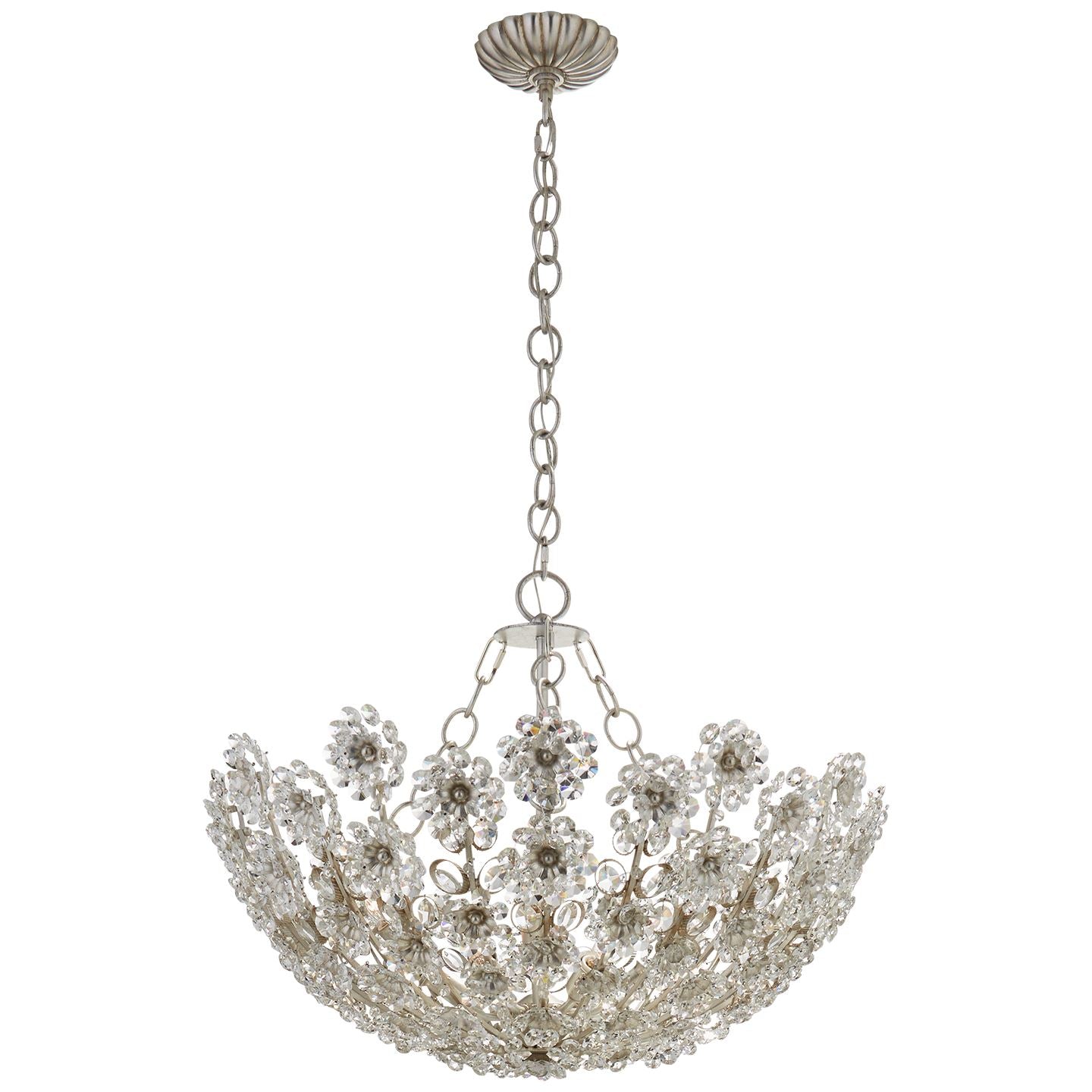 Claret Short Chandelier in Burnished Silver Leaf with Crystal - Salisbury & Manus