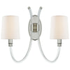 Clarice Double Sconce in Crystal and Polished Nickel with Linen Shades - Salisbury & Manus