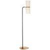 Clarkson Floor Lamp in Black and Hand-Rubbed Antique Brass with Linen Shades - Salisbury & Manus