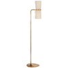Clarkson Floor Lamp in Hand-Rubbed Antique Brass with Linen Shades - Salisbury & Manus