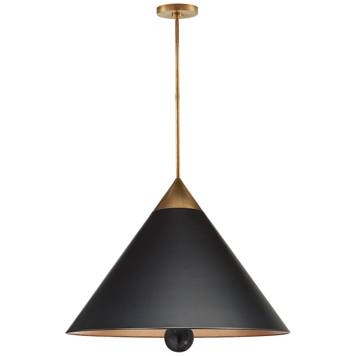 CLEO LARGE- ANTIQUE-BURNISHED BRASS AND BLACK MARBLE W/ BLACK SHADE - Salisbury &amp; Manus