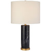 Cliff Table Lamp in Black Marble with Linen Shade - Salisbury & Manus