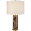 Cliff Table Lamp in Brown Marble with Linen Shade - Salisbury & Manus