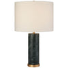 Cliff Table Lamp in Green Marble with Linen Shade - Salisbury & Manus