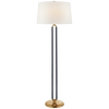 Cody Large Floor Lamp in Natural Brass and Navy Leather