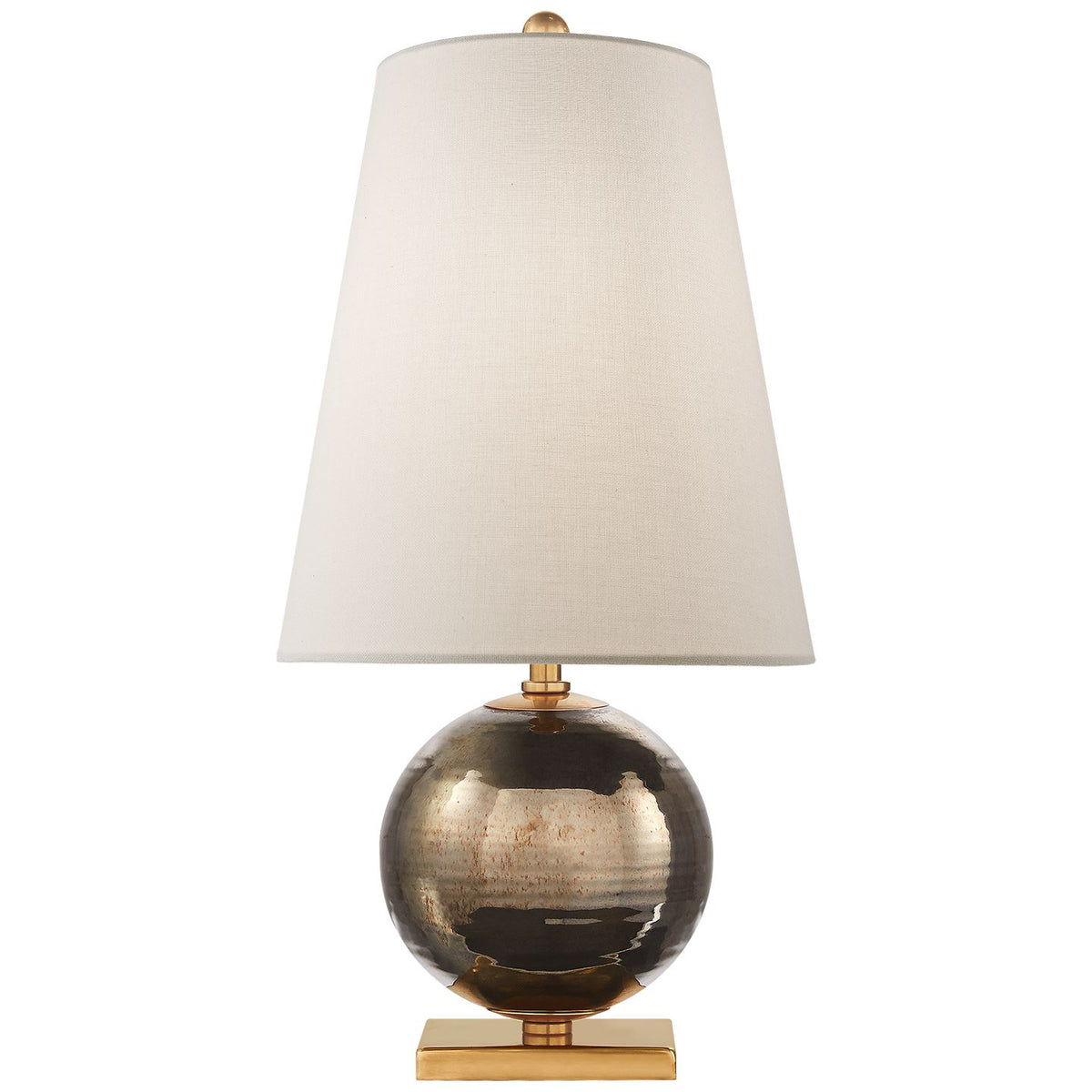Corbin Mini Accent Lamp in Black Pearl with Cream Linen Shade - Salisbury & Manus
