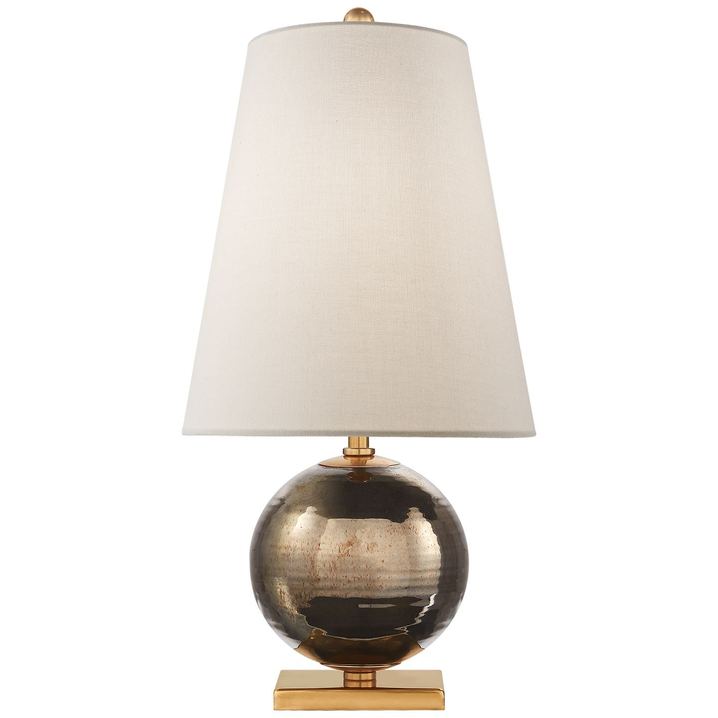 Corbin Mini Accent Lamp in Black Pearl with Cream Linen Shade - Salisbury & Manus