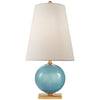 Corbin Mini Accent Lamp in Sandy Turquoise with Cream Linen Shade - Salisbury & Manus