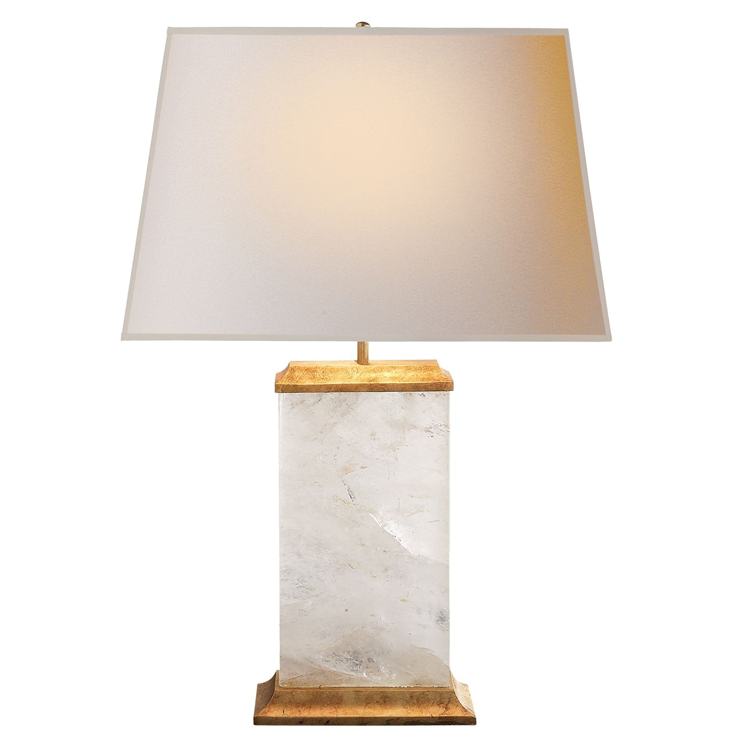 Crescent Table Lamp in Quartz and Antique Gold Leaf with Natural Paper Shade - Salisbury & Manus
