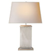 Crescent Table Lamp in Quartz and Antique Silver Leaf with Natural Paper Shade - Salisbury & Manus