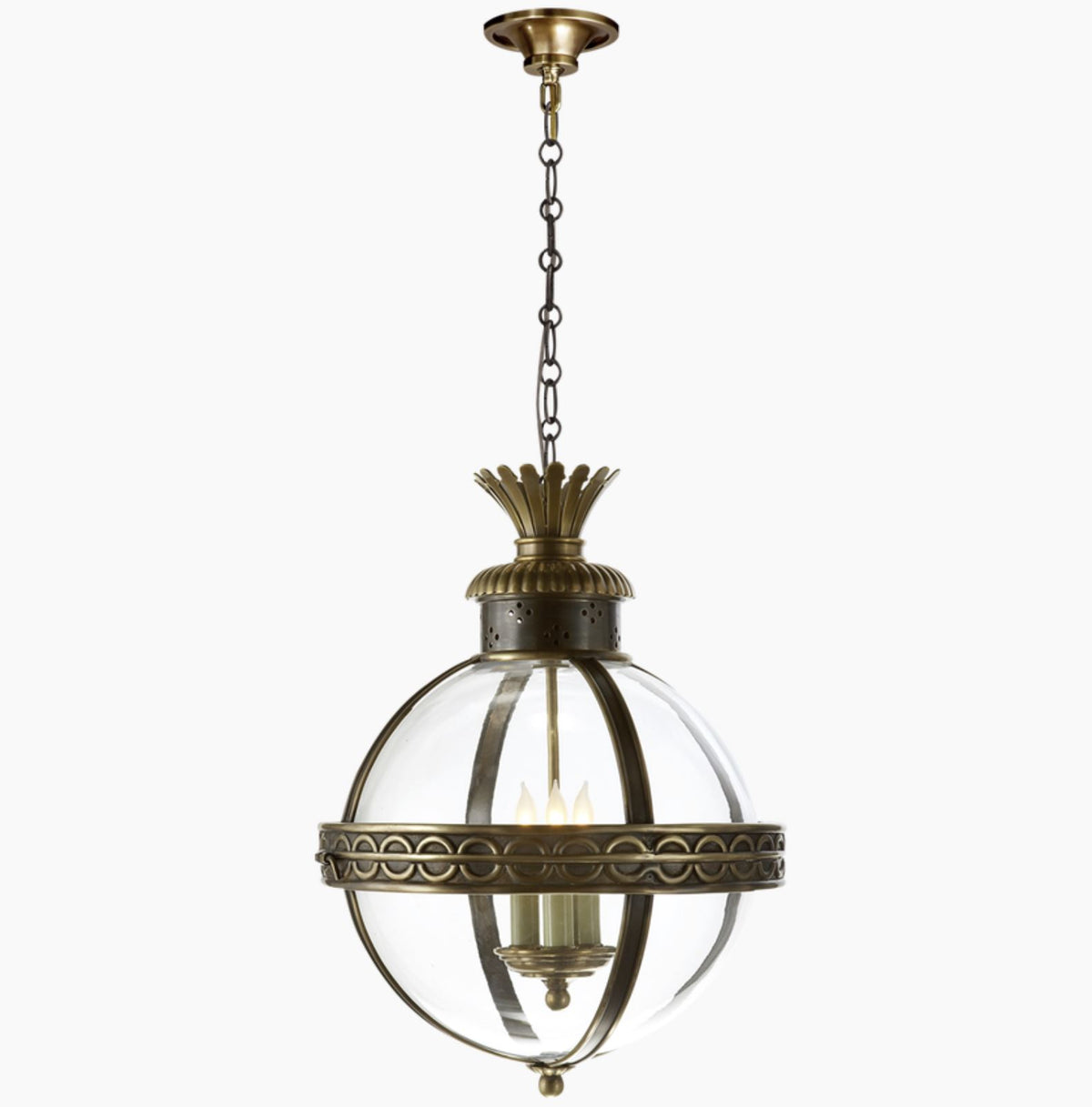 Crown Top Banded Globe Lantern
