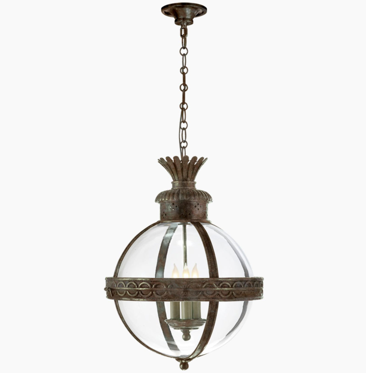 Crown Top Banded Globe Lantern