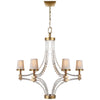 Crystal Cube Large Chandelier in Antique Burnished Brass with Natural Paper Shades - Salisbury & Manus