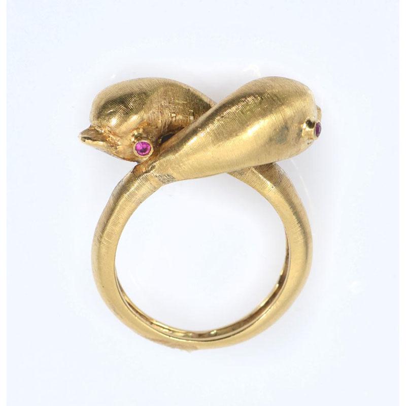 CUSTOM 18K DOLPHIN RING WITH RUBIES - Salisbury & Manus