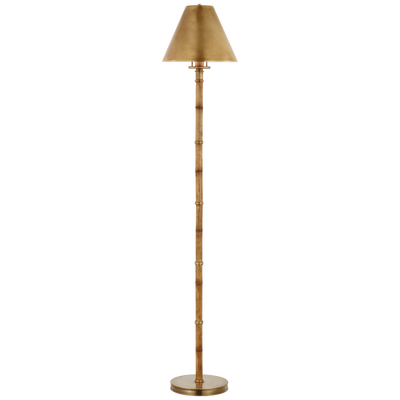 Dalfern Petite Reading Floor Lamp in Waxed Bamboo and Natural Brass with Natural Brass Shade