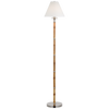 Dalfern Petite Reading Floor Lamp in Waxed Bamboo and Polished Nickel with White Parchment Shade